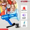 5 CORE 40W Waterproof Megaphone Bullhorn Flashlight PRO Fire Army Grade - Battery + LED Light + Adj Volume + Siren Handheld Lightweight for Water Spor