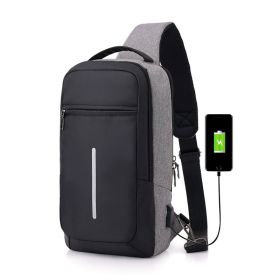 Anti-theft USB charging chest bag with you (Option: black-4)