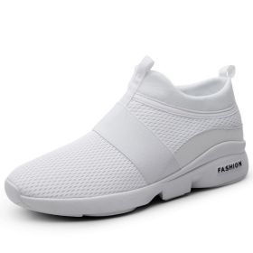 2022 Men Breathable Comfortable Rubber Walk Jogging Non-Slip Sports Shoes Male Running Slip-on Sneakers Outdoor Fitness Trainers (Color: White, size: 40)
