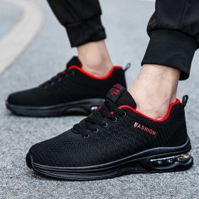 Men Casual Fitness Sneakers Gym Breathable Trainers Male Fashion Outdoor Comfortable Non-slip Basketball Sport Shoes Lightweight (Color: Black red, size: 38)