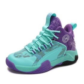 Boys Basketball Shoes Children's High-Top Breathable Outdoor Casual Tennis Shoes Boys Running Sports Shoes Kids Sneakers Autumn (Color: Moon purple, size: 38)