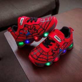 Kids Sports Shoes Spiderman Lighted Sneakers Children Led Luminous Shoes For Boys (Color: Black, size: 23)