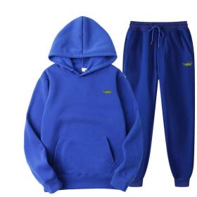 Men's Fashion Casual Tracksuit High Quality Men's Suit 2 Piece Hoodie Pullover Sports Clothes Sweatshirt Jogging Set Man (Color: Blue, size: XXL(185cm 80kg))