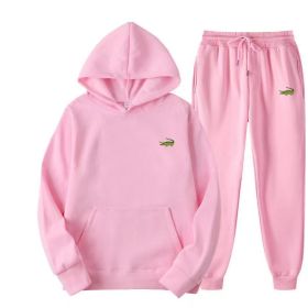 Men's Fashion Casual Tracksuit High Quality Men's Suit 2 Piece Hoodie Pullover Sports Clothes Sweatshirt Jogging Set Man (Color: Pink, size: M(165cm 60kg))