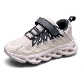 Fashion Kids Sneakers Girls Running Shoes Breathable Hollow Net Sport Shoes Slip-on Children Casual Shoes Light Tenis Infantil (Color: grey kids shoes28-37, size: 9)