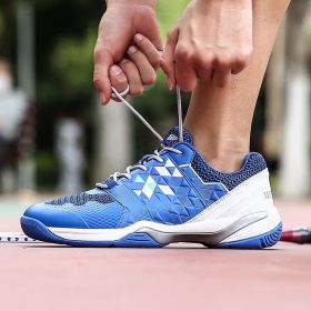 New Breathable Badminton Shoes Big Size 36-45 Anti Slip Volleyball Shoes Men Quality Tennis Sneakers Male Tennis Footwears (Color: Blue, size: 42)