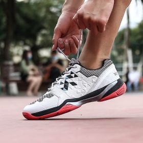 New Breathable Badminton Shoes Big Size 36-45 Anti Slip Volleyball Shoes Men Quality Tennis Sneakers Male Tennis Footwears (Color: White, size: 37)
