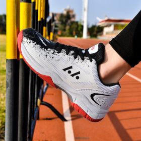 New Training Tennis Shoes Men Size 36-45 Light Weight Badminton Shoes Anti Slip Tennis Sneakers Breathable Volleyball Shoes (Color: Black, size: 37)