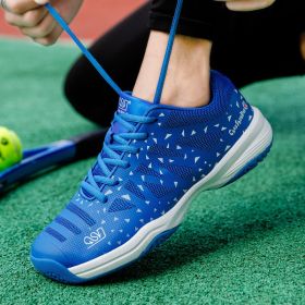2022 New Breathable Badminton Shoes Men Women Professional Badminton Sneakers Light Weight Tennis Shoes Luxury Tennis Sneakers (Color: Blue, size: 35)
