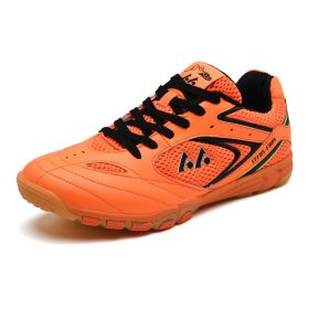New Training Tennis Shoes Men Women Size 36-45 Black Blue Breathable Badminton Shoes Couples Light Weight Tennis Sneakers (Color: Orange, size: 37)