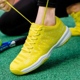 2022 New Breathable Badminton Shoes Men Women Professional Badminton Sneakers Light Weight Tennis Shoes Luxury Tennis Sneakers (Color: Yellow, size: 42)