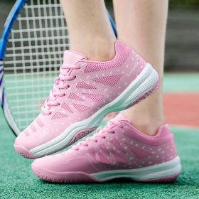 2022 New Breathable Badminton Shoes Men Women Professional Badminton Sneakers Light Weight Tennis Shoes Luxury Tennis Sneakers (Color: Pink, size: 37)