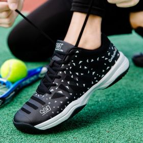 2022 New Breathable Badminton Shoes Men Women Professional Badminton Sneakers Light Weight Tennis Shoes Luxury Tennis Sneakers (Color: Black, size: 41)