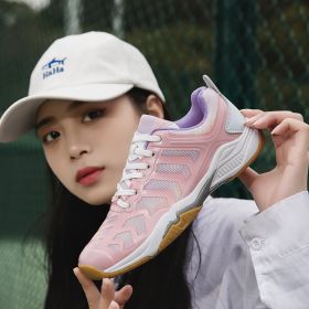 Men Women Badminton Shoes Light Weight Tennis Sneakers Ladies Badminton Sneakers Comfortable Volleyball Shoes for Couples (Color: Pink, size: 40)