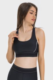 Contrast Sports Bra (Color: Black, size: 10)