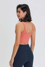 Scoop Back Sports Bra (Color: Coral, size: 10)