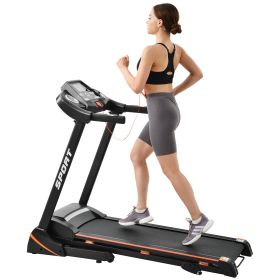 Folding Electric 3.5HP Treadmill With Incline Medium Running Machine Motorised LCD Gym 330lbs Folding Treadmill Electric Motorized Power 14.8KM/H Runn (Color: as Pic)