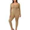 Womens Yoga Jumpsuits Workout Ribbed Long Sleeve Sport Jumpsuits